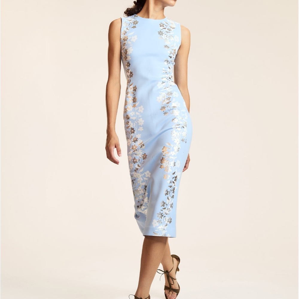 Cynthia Rowley Sky Blue Floral Midi Dress